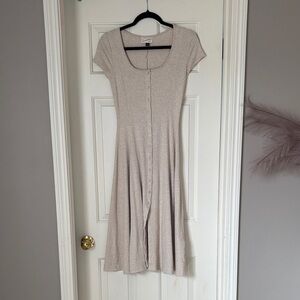 Universal Thread Cream Button-Front Midi Dress